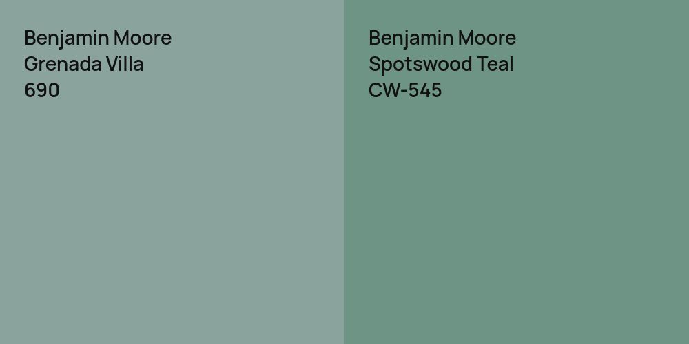 Benjamin Moore Grenada Villa vs. Benjamin Moore Spotswood Teal