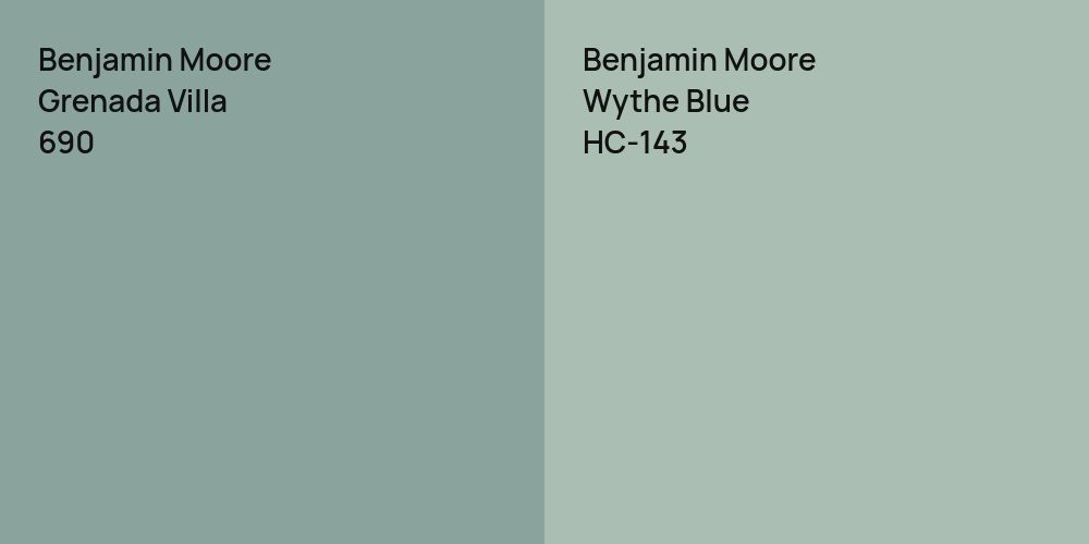 Benjamin Moore Grenada Villa vs. Benjamin Moore Wythe Blue