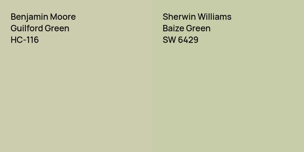 Benjamin Moore Guilford Green vs. Sherwin Williams Baize Green