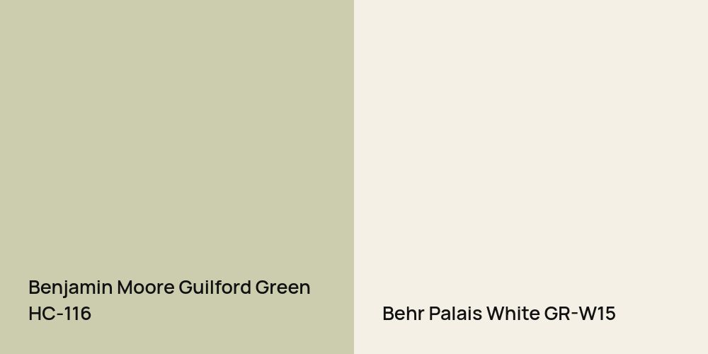 Benjamin Moore Guilford Green vs. Behr Palais White