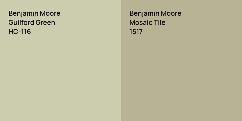 Benjamin Moore Guilford Green vs. Benjamin Moore Mosaic Tile