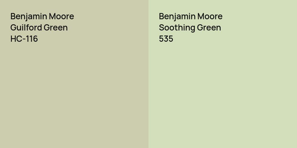 Benjamin Moore Guilford Green vs. Benjamin Moore Soothing Green