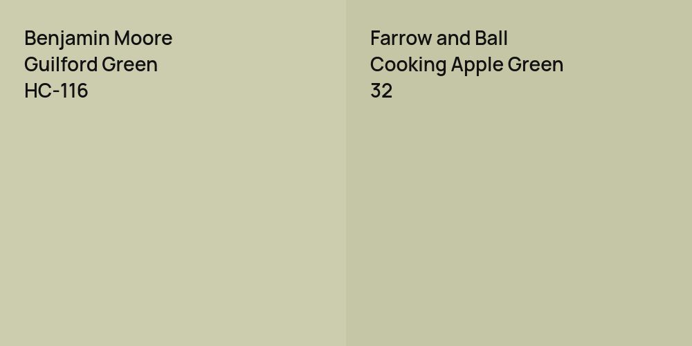 Benjamin Moore Guilford Green vs. Farrow and Ball Cooking Apple Green