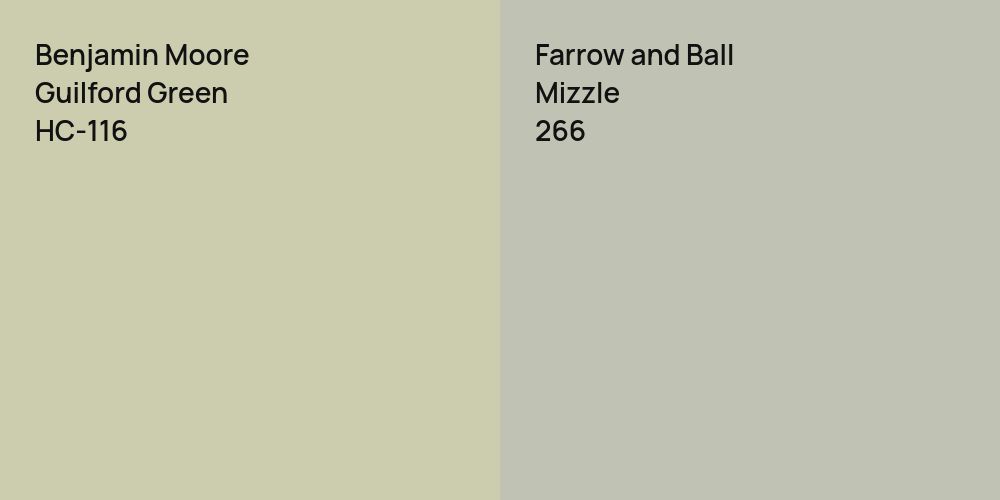 Benjamin Moore Guilford Green vs. Farrow and Ball Mizzle