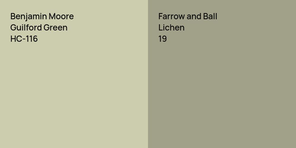 Benjamin Moore Guilford Green vs. Farrow and Ball Lichen