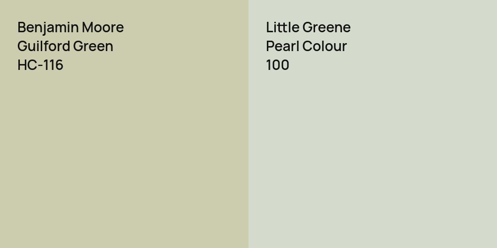 Benjamin Moore Guilford Green vs. Little Greene Pearl Colour