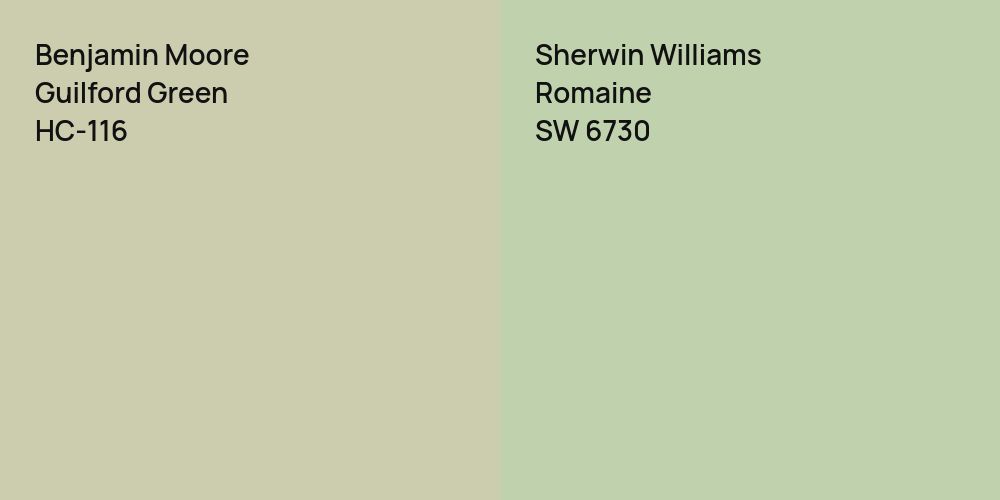 Benjamin Moore Guilford Green vs. Sherwin Williams Romaine