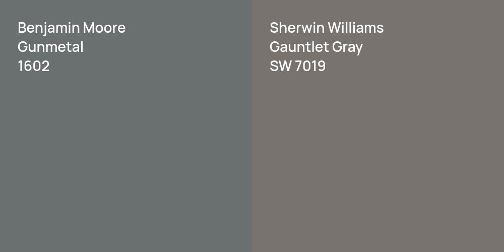 Benjamin Moore Gunmetal vs. Sherwin Williams Gauntlet Gray