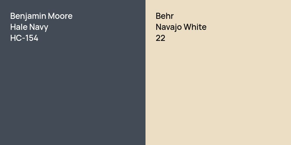 Benjamin Moore Hale Navy vs. Behr Navajo White