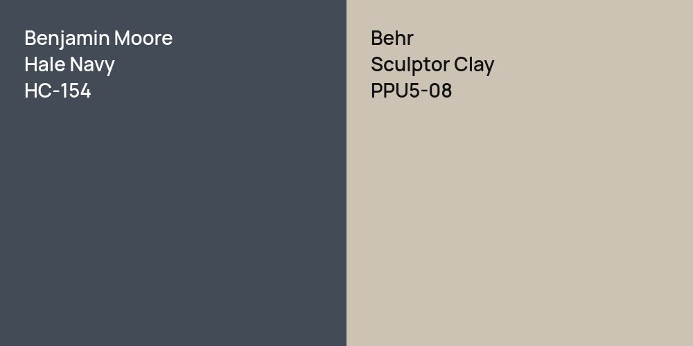 Benjamin Moore Hale Navy vs. Behr Sculptor Clay