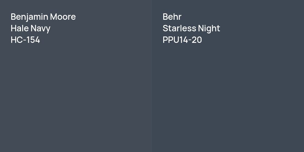 Benjamin Moore Hale Navy vs. Behr Starless Night