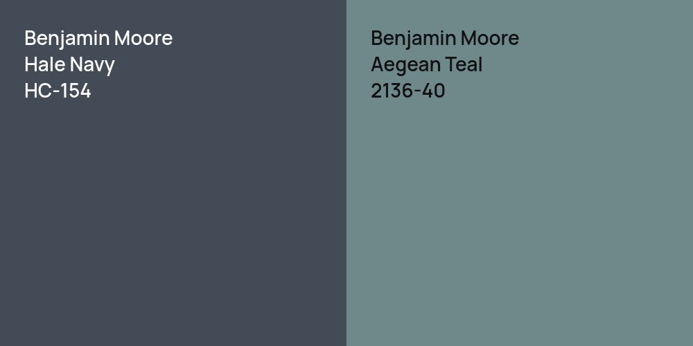 Benjamin Moore Hale Navy vs. Benjamin Moore Aegean Teal