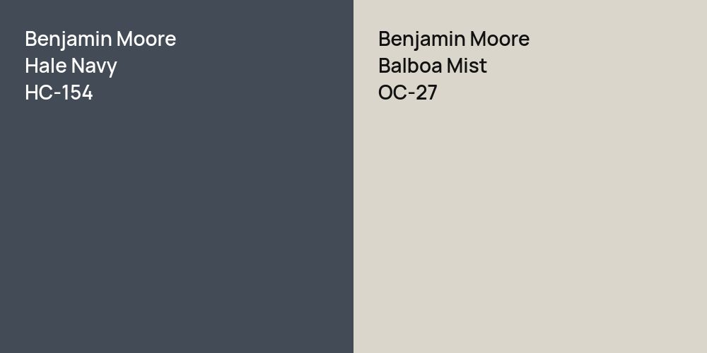 Benjamin Moore Hale Navy vs. Benjamin Moore Balboa Mist