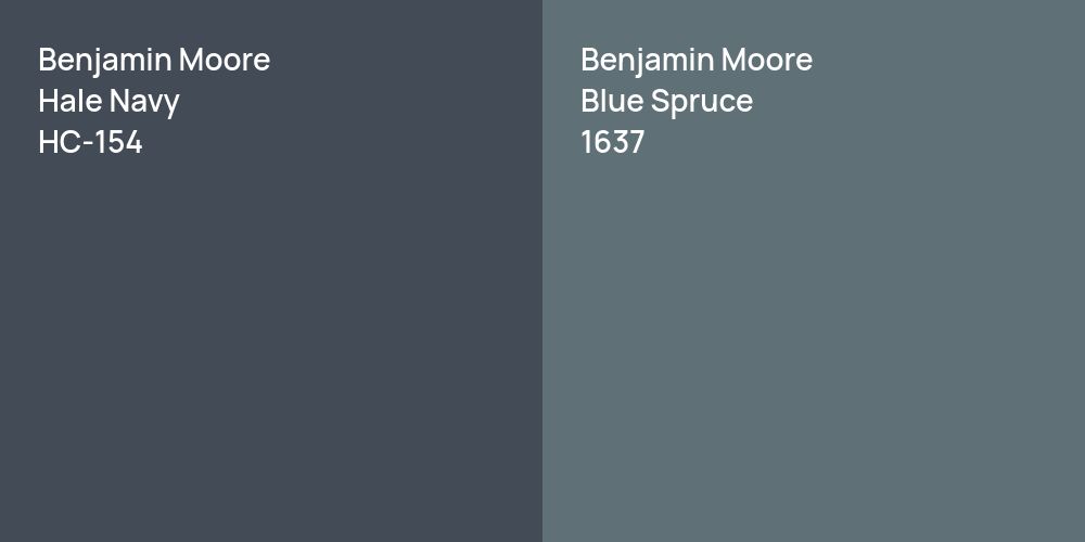 Benjamin Moore Hale Navy vs. Benjamin Moore Blue Spruce