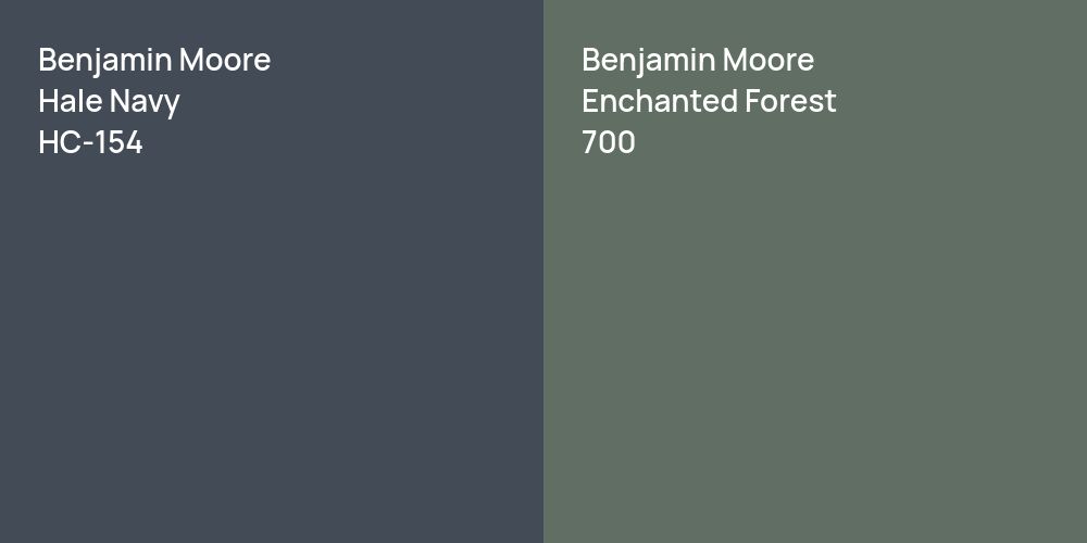 Benjamin Moore Hale Navy vs. Benjamin Moore Enchanted Forest