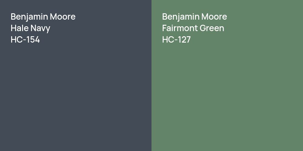 Benjamin Moore Hale Navy vs. Benjamin Moore Fairmont Green