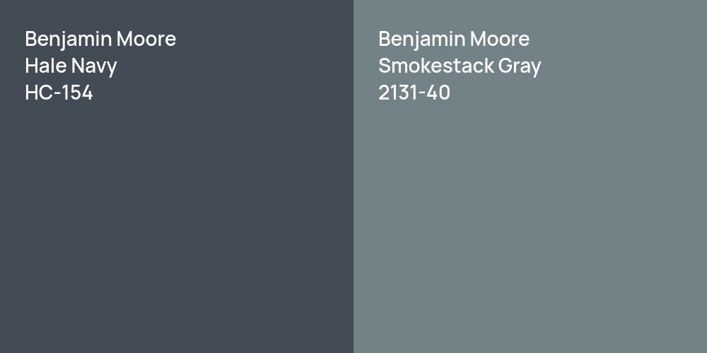 Benjamin Moore Hale Navy vs. Benjamin Moore Smokestack Gray