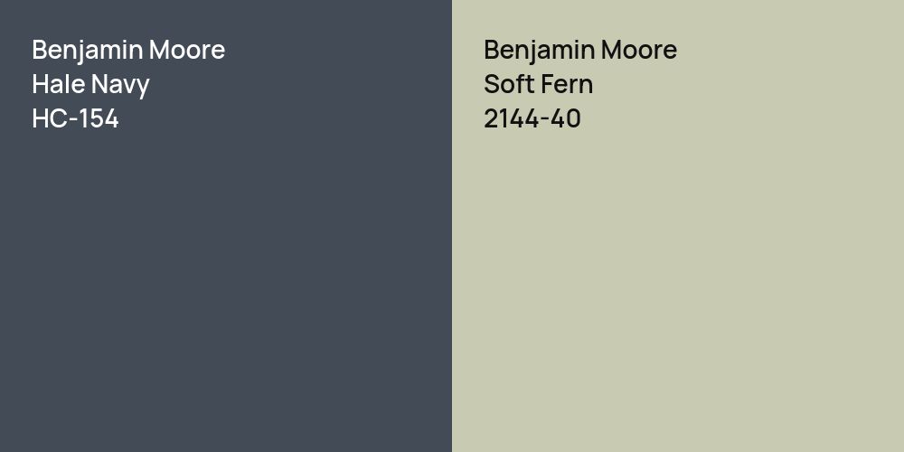 Benjamin Moore Hale Navy vs. Benjamin Moore Soft Fern