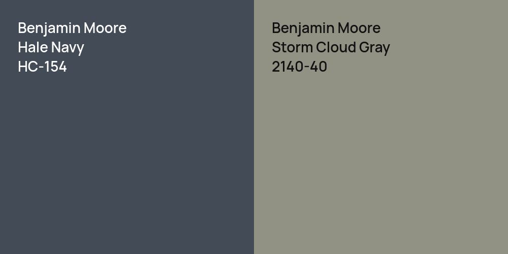 Benjamin Moore Hale Navy vs. Benjamin Moore Storm Cloud Gray