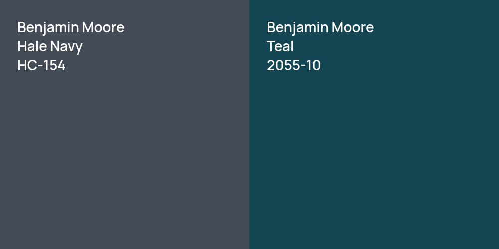 Benjamin Moore Hale Navy vs. Benjamin Moore Teal