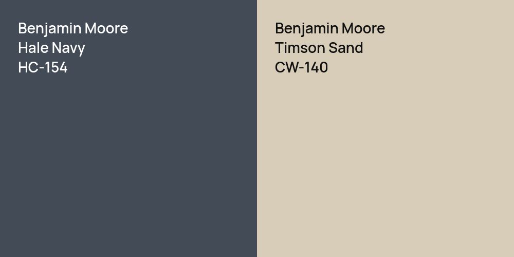 Benjamin Moore Hale Navy vs. Benjamin Moore Timson Sand