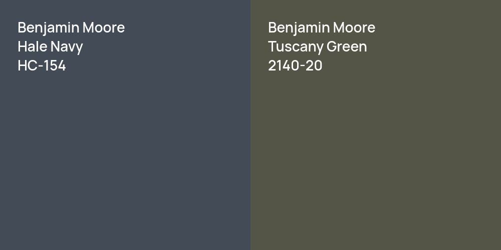 Benjamin Moore Hale Navy vs. Benjamin Moore Tuscany Green