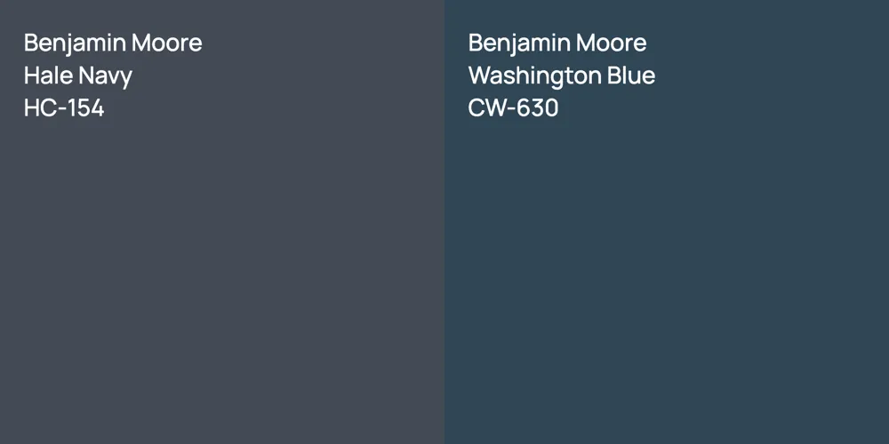 Benjamin Moore Hale Navy vs. Benjamin Moore Washington Blue