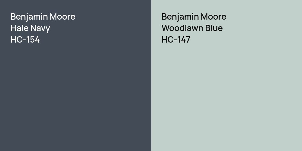 Benjamin Moore Hale Navy vs. Benjamin Moore Woodlawn Blue