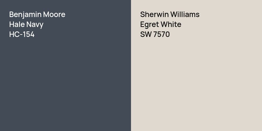 Benjamin Moore Hale Navy vs. Sherwin Williams Egret White