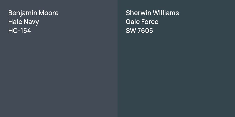 Benjamin Moore Hale Navy vs. Sherwin Williams Gale Force