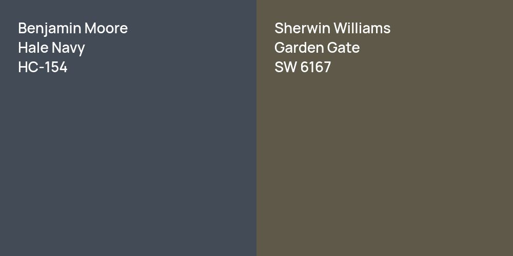 Benjamin Moore Hale Navy vs. Sherwin Williams Garden Gate