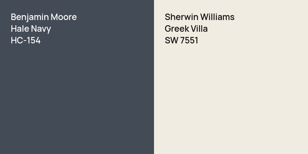 Benjamin Moore Hale Navy vs. Sherwin Williams Greek Villa