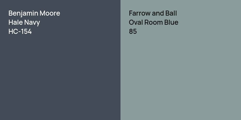 Benjamin Moore Hale Navy vs. Farrow and Ball Oval Room Blue