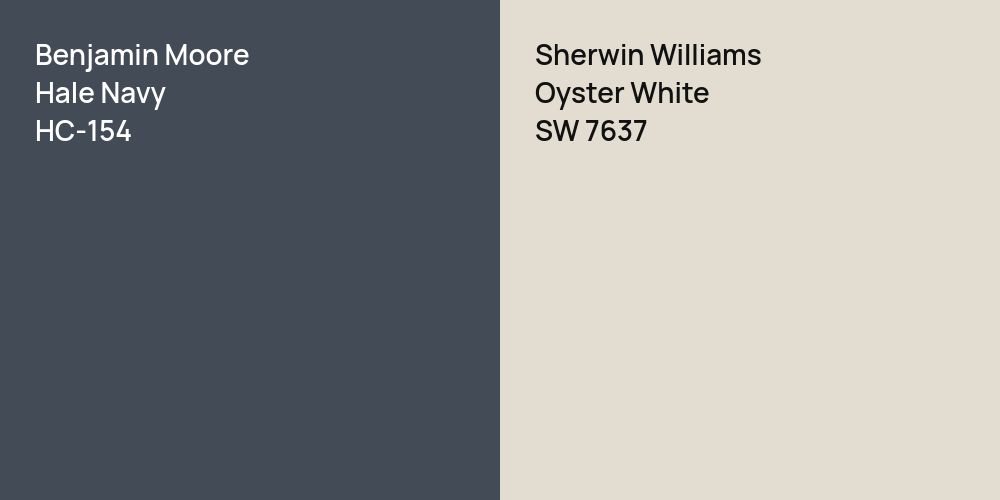 Benjamin Moore Hale Navy vs. Sherwin Williams Oyster White