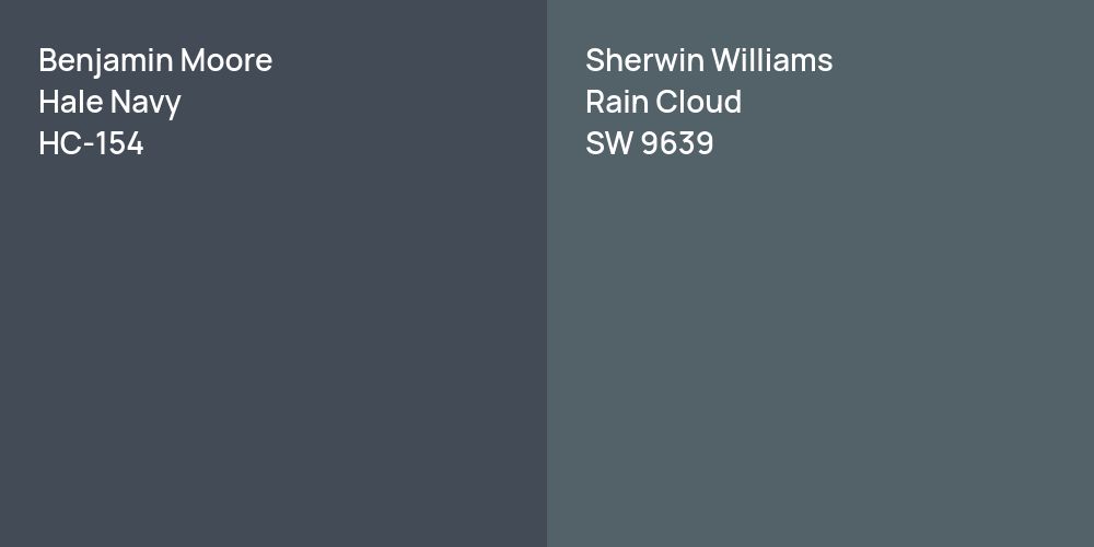 Benjamin Moore Hale Navy vs. Sherwin Williams Rain Cloud