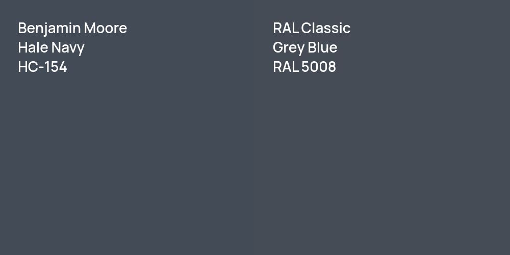 Benjamin Moore Hale Navy vs. RAL Classic Grey Blue