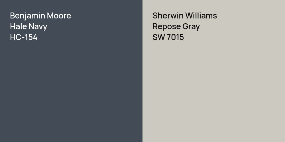 Benjamin Moore Hale Navy vs. Sherwin Williams Repose Gray