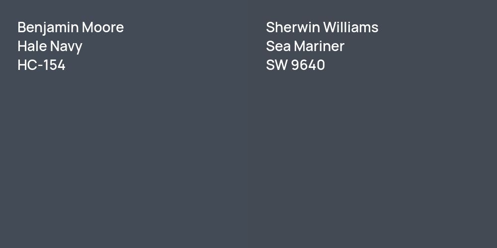 Benjamin Moore Hale Navy vs. Sherwin Williams Sea Mariner