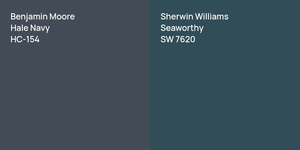 Benjamin Moore Hale Navy vs. Sherwin Williams Seaworthy