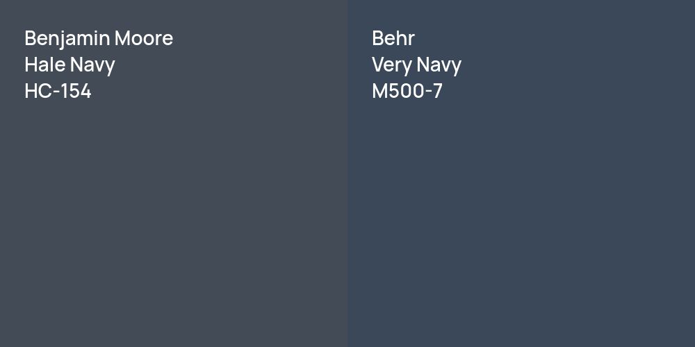 Benjamin Moore Hale Navy vs. Behr Very Navy