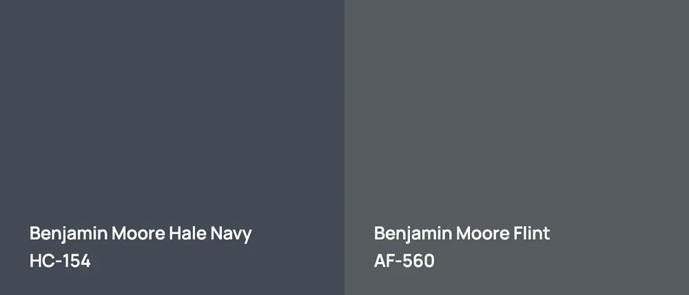 Benjamin Moore Hale Navy HC-154 vs Benjamin Moore Flint AF-560