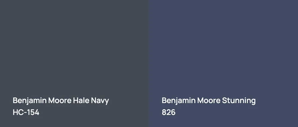 Benjamin Moore Hale Navy HC-154 vs Benjamin Moore Stunning 826