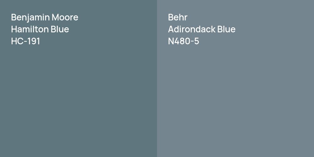 Benjamin Moore Hamilton Blue vs. Behr Adirondack Blue