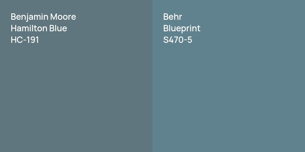 Benjamin Moore Hamilton Blue vs. Behr Blueprint