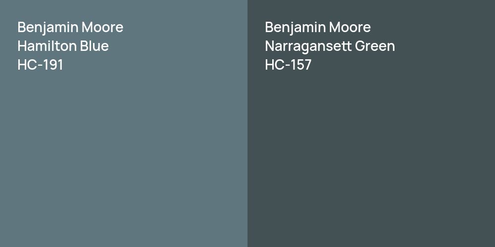 Benjamin Moore Hamilton Blue vs. Benjamin Moore Narragansett Green