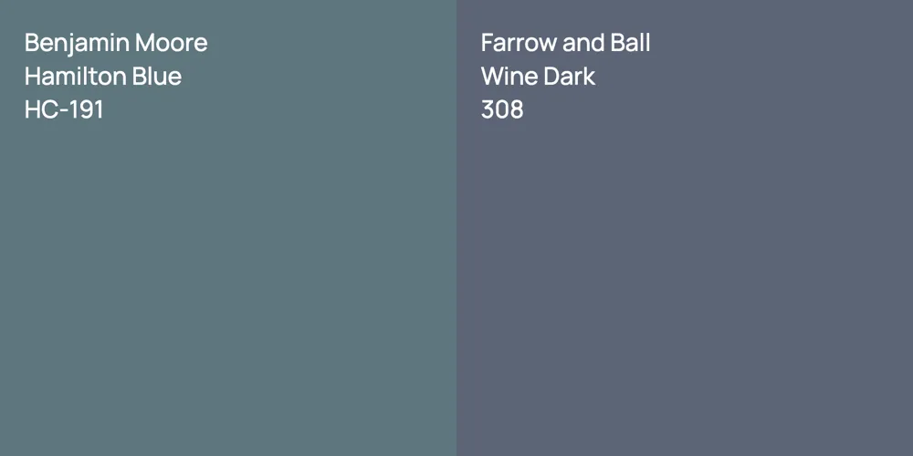 Benjamin Moore Hamilton Blue vs. Farrow and Ball Wine Dark