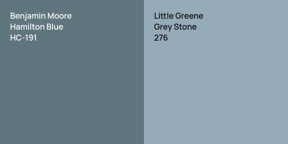 Benjamin Moore Hamilton Blue vs. Little Greene Grey Stone