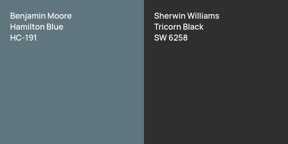 Benjamin Moore Hamilton Blue vs. Sherwin Williams Tricorn Black