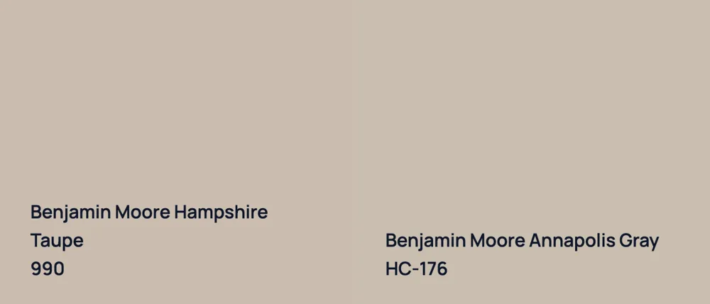 Benjamin Moore Hampshire Taupe 990 vs Benjamin Moore Annapolis Gray HC-176