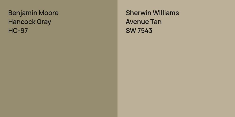 Benjamin Moore Hancock Gray vs. Sherwin Williams Avenue Tan